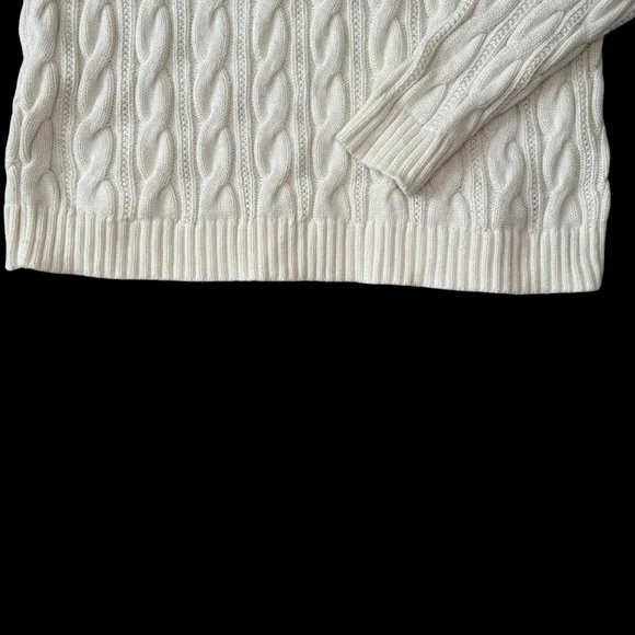 Lands’ End Drifter White Cable Knit Sweater Youth L (14–16) - Picture 7 of 16